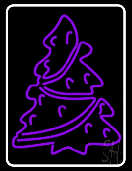 White Border Christmas Tree Neon Sign