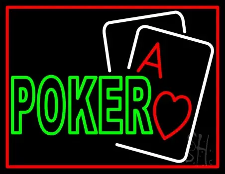 Green Poker With Cards Neon Sign