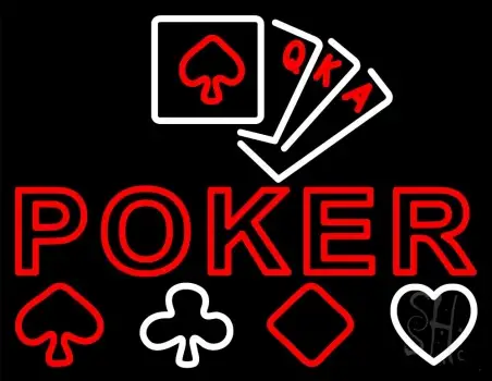 Poker With Cards Neon Sign