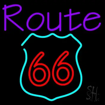 Purple Route 66 Neon Sign