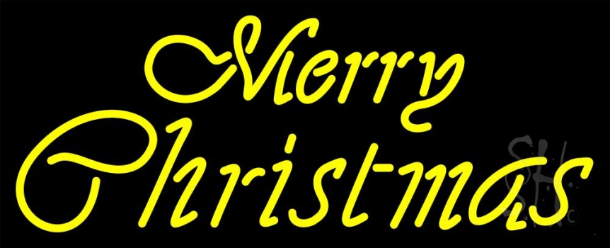 Yellow Cursive Merry Christmas Neon Sign