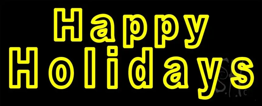 Yellow Double Stroke Happy Holidays Neon Sign