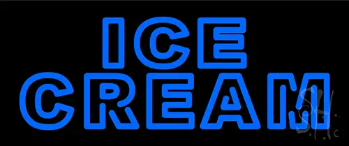 Blue Double Stroke Ice Cream Neon Sign