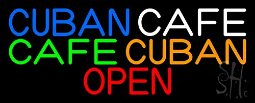 Cuban Cafe Open Neon Sign