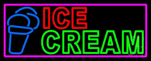 Double Stroke Blue Ice Cream Cone Neon Sign