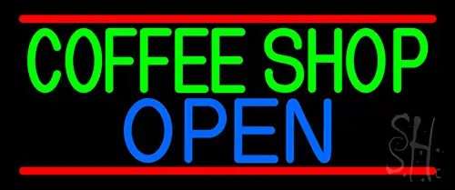 Green Coffee Shop Open Neon Sign