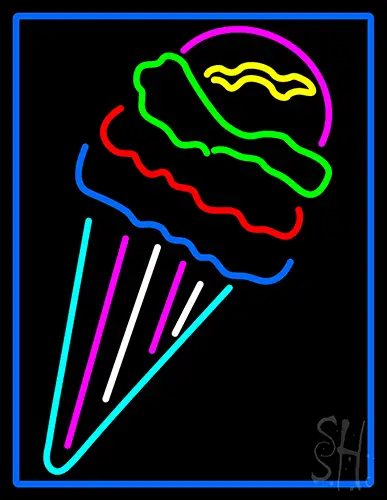 Multi Colored Ice Cream Cone Logo Neon Sign