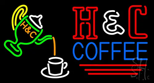 Pouring Hot Coffee In Cup Neon Sign