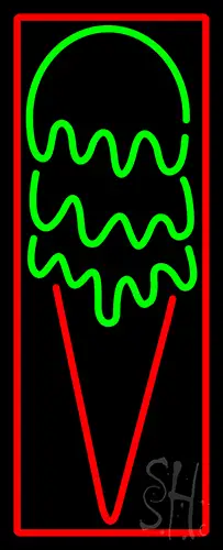 Red Green Ice Cream Cone Neon Sign