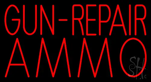 Red Gun Repair Ammo Neon Sign