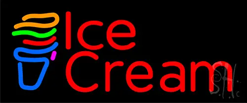 Red Ice Cream Cone Neon Sign