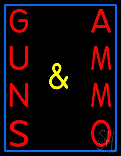 Vertical Guns And Ammo Neon Sign