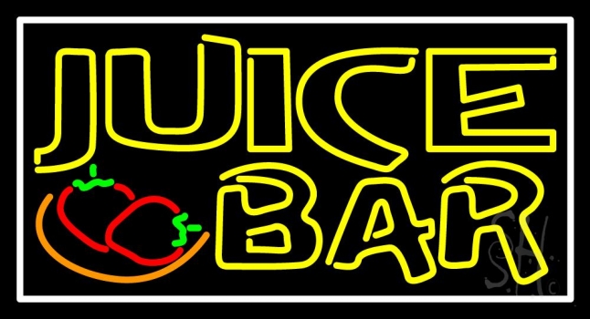Double Stroke Juice Bar With Strawberries Neon Sign