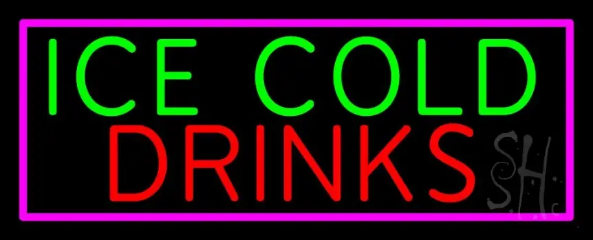 Green Red Ice Cold Drinks Neon Sign