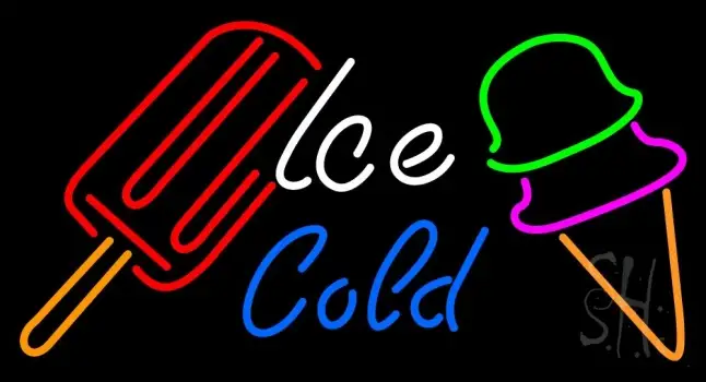 Ice Cold With Logo Cold Drink Neon Sign