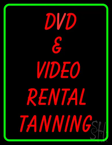 Dvd And Video Rentals Tanning 1 Neon Sign