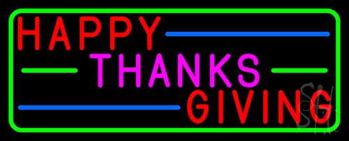 Happy Thanksgiving Block 2 Neon Sign