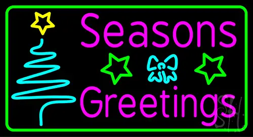 Seasons Greetings With Christmas Tree 2 Neon Sign