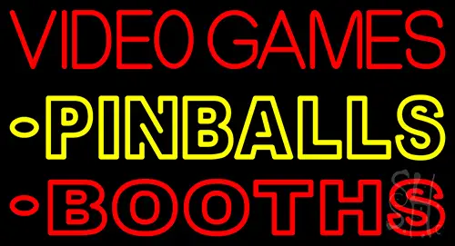 Video Game Pinballs Booths 1 Neon Sign