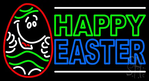 Happy Easter 3 Neon Sign