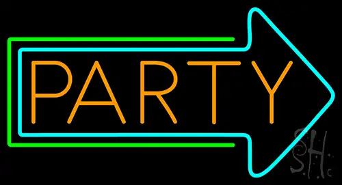 Party With Arrow Neon Sign
