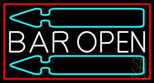 Bar Open With Arrow Neon Sign