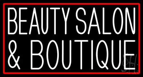 Beauty Salon And Boutique With Red Border Neon Sign