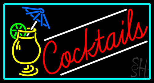 Cocktail And Martini Umbrella Cup Bar Neon Sign