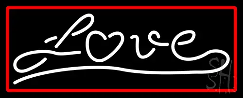 Cursive Love With Red Border Neon Sign