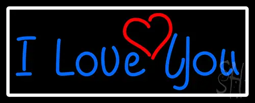 I Love You And Heart With White Border Neon Sign