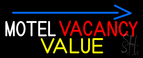 Motel Vacancy Value With Arrow Neon Sign