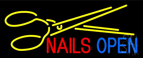 Nails Open With Scissors Neon Sign