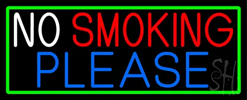 No Smoking Please With Green Border Neon Sign