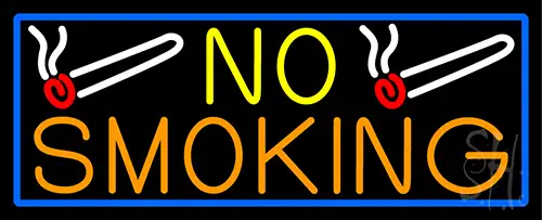 No Smoking With Blue Border Neon Sign