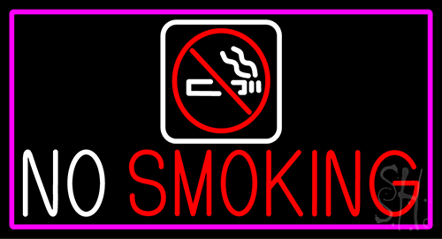 No Smoking With Symbol With Pink Border Neon Sign