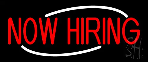 Now Hiring Red Neon Sign