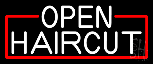 Open Haircut Neon Sign