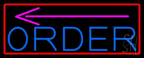 Order With Arrow With Red Border Neon Sign