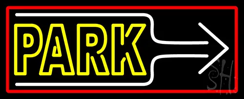 Park And Arrow With Red Border Neon Sign