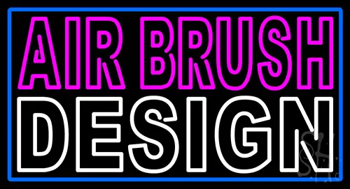 Pink Airbrush Design With Blue Border Neon Sign