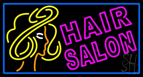 Pink Double Stroke Hair Salon With Girl Logo Neon Sign