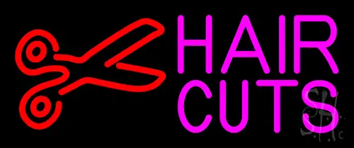Pink Hair Cut With Scissor Neon Sign
