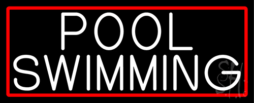 Pool Swimming With Red Border Neon Sign