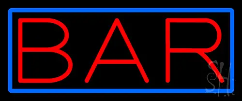 Red Bar With Blue Border Neon Sign