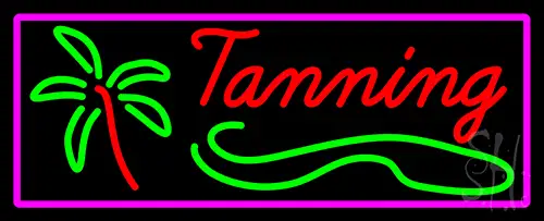 Red Tanning With Palm Tree Neon Sign