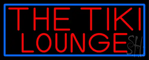 Red The Tiki Lounge With Blue Border Neon Sign