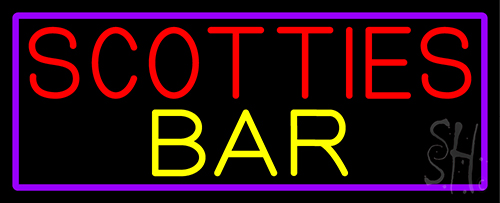 Scotties Bar With Purple Border Neon Sign