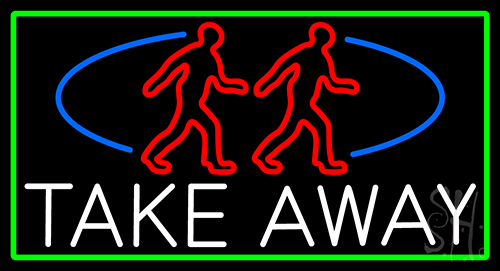 Take Away Man With Green Border Neon Sign