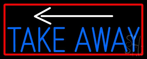 Take Out And Arrow With Red Border Neon Sign
