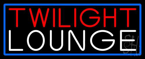 Twilight Lounge With Blue Border Neon Sign